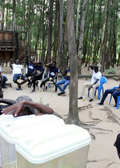 stress clinic men gather at the recreation project